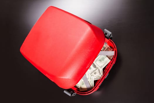 A Suitcase with lots of dollars.