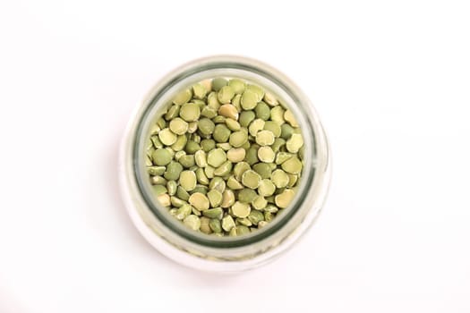 Pea in a glass pot.