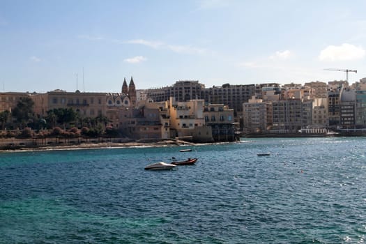 Panorama of Sliema / St. Julians, coastline in Malta.