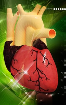 Digital illustration of heart in colour background