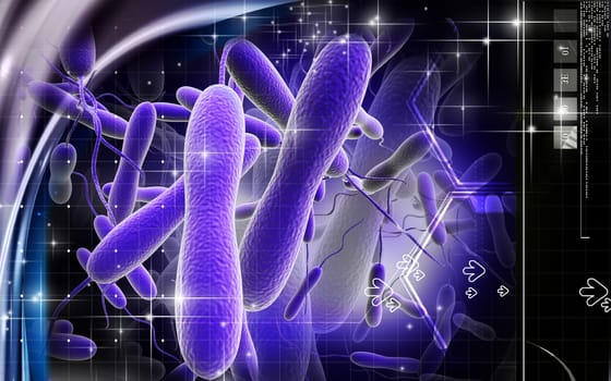 Digital illustration of cholera bacteria in colour background
