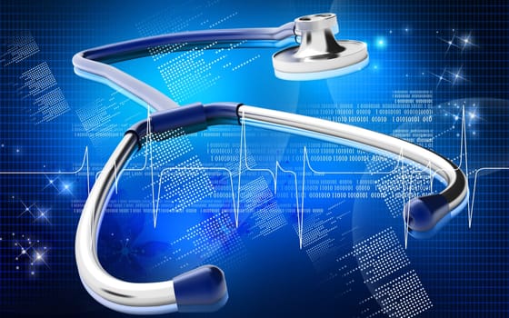 Digital illustration of stethoscope in colour background