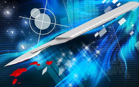 Digital illustration of Surgical knife in colour background
