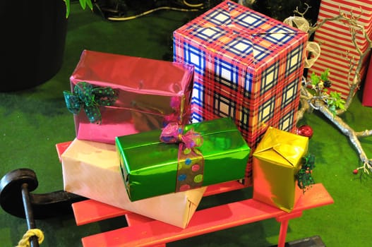 Some Christmas Gifts Presents with Typical Paper
