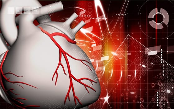 Digital illustration of heart in colour background