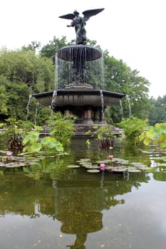 Bethesda Fountain, with the famous Angel of the Waters statue atop. The statue references the Gospel of John, which describes an angel blessing the Pool of Bethesda and giving it healing powers..