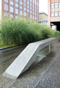 High Line.  Elevated pedestrian Park and former elevated New York Central Railroad spur called the West Side Line, which runs along the lower west side of Manhattan  it has been redesigned and planted as an aerial greenway. New York City.