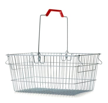 Empty wire shopping basket isolated on white
