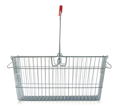 Empty wire shopping basket isolated on white