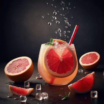 Beautiful picture with water drops, fruits. High quality photo