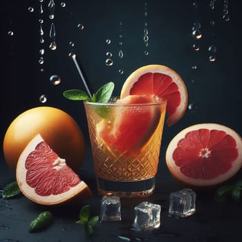 Beautiful picture with water drops, fruits. High quality photo