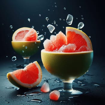 Beautiful picture with water drops, fruits. High quality photo