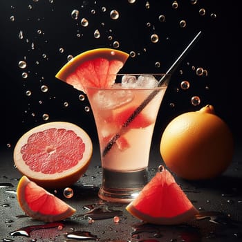 Beautiful picture with water drops, fruits. High quality photo