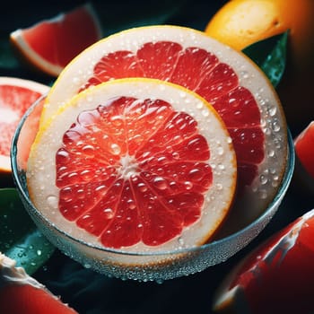 Beautiful picture with water drops, fruits. High quality photo