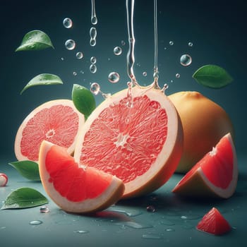 Beautiful picture with water drops, fruits. High quality photo