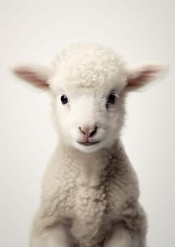 Isolated portrait wool sheep grass lamb green domesticated mammal livestock head white agriculture nature cute face animals farming