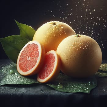 Beautiful picture with water drops, fruits. High quality photo