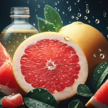 Beautiful picture with water drops, fruits. High quality photo