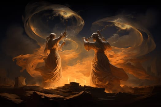 Immerse yourself in the realm of fantasy and behold the awe-inspiring sight of whirling sandstorm djinns.