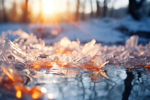 An exquisite visual representation of winter's enchantment, featuring frozen lakes, rivers, and ponds.