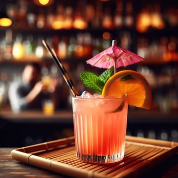 A beautiful picture of a refreshing cocktail. Generative AI. High quality illustration