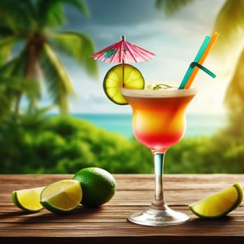 A beautiful picture of a refreshing cocktail. Generative AI. High quality illustration