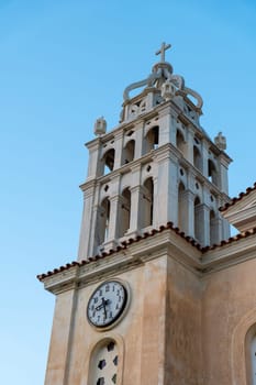 Tower of church of holy Trinity in Lefkes, Paros, Greece