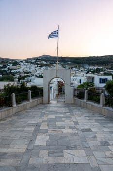 Yard of church of holy Trinity in Lefkes, Paros, Greece