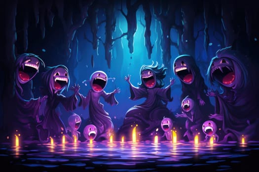A whimsical portrayal of mischievous laughter sprites, their infectious joy and mirth radiating as they frolic through enchanted meadows.