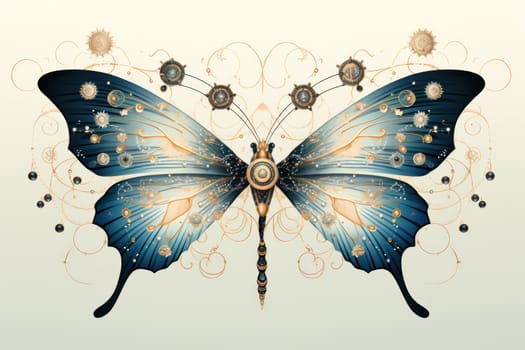 An enchanting portrayal of ethereal clockwork butterflies, fluttering gracefully with intricate precision, each adorned with intricate gears and delicate wings that shimmer with fantastical hues.