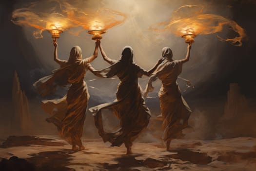 Immerse yourself in the realm of fantasy and behold the awe-inspiring sight of whirling sandstorm djinns.