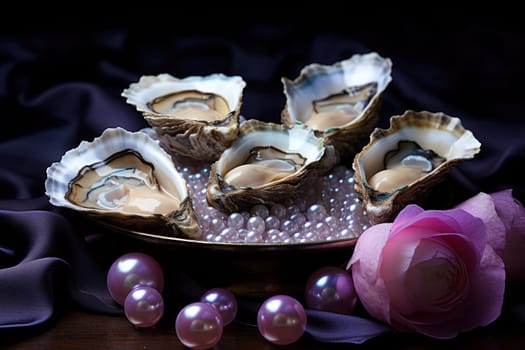 An enchanting depiction of radiant pearl oysters, tenderly nurturing exquisite pearls imbued with enigmatic properties.