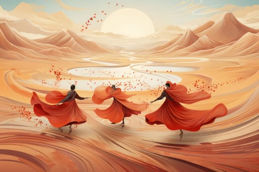 In the enchanting world of fantasy, there exist mystical beings known as whirling sand dervishes.