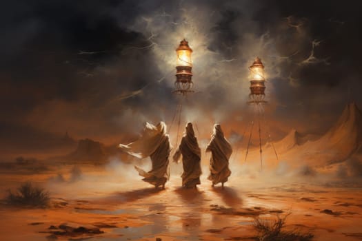 Immerse yourself in the realm of fantasy and behold the awe-inspiring sight of whirling sandstorm djinns.