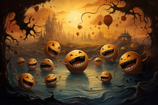 A whimsical portrayal of mischievous laughter sprites, their infectious joy and mirth radiating as they frolic through enchanted meadows.