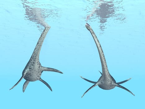Computer-generated 3D illustration with the prehistoric plesiosaur Styxosaurus