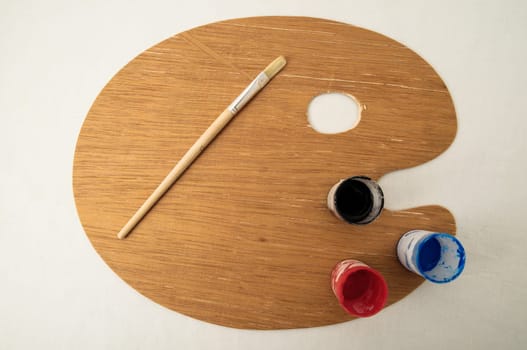 New Painting Wooden Palette on a White Background