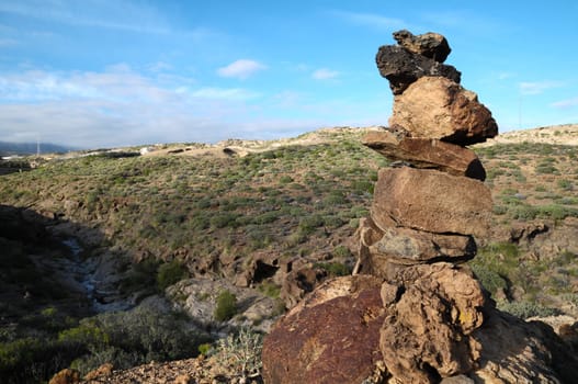 Buddist Volcanic Rocks Column in Tenerife Canary Islands Spain