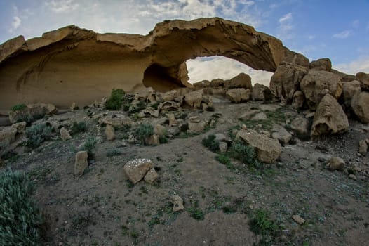 Volcanic Formation Natural Arch in the Desert Tenerife Canary Islands Spain