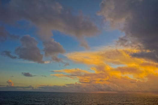 HDR Colred Sunrise Clouds over the Atlantic Ocean in Tenerife Canary Islands