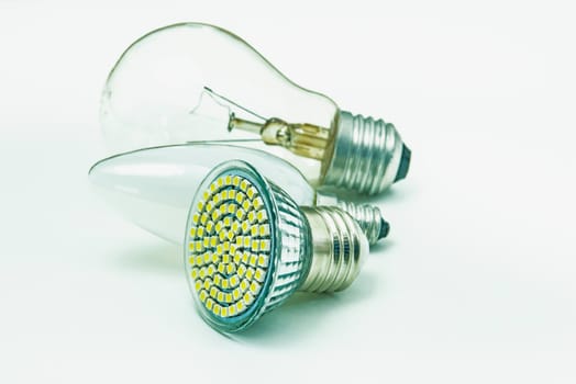 Light bulbs and modern LED bulbs