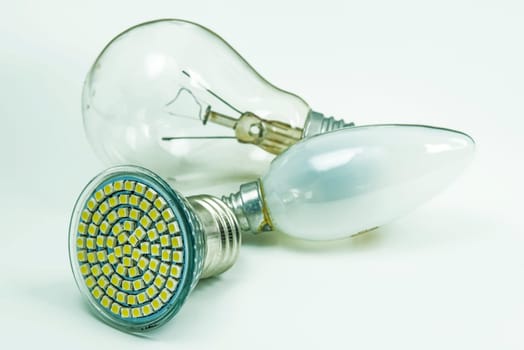 Light bulbs and modern LED bulbs