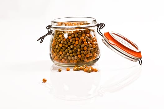 Mason jar with peas