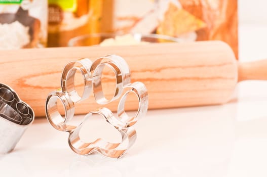 Baking ingredients with rolling pin