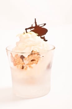 Meringue ice cream dessert with chocolate at Gls
