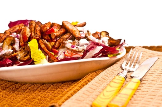 mixed salad with Kassler strips