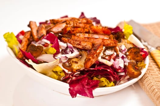mixed salad with Kassler strips