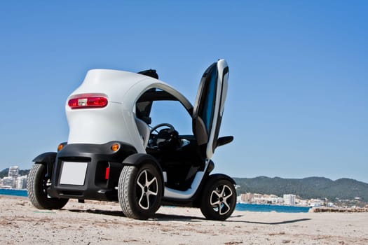 Electric car and beach background