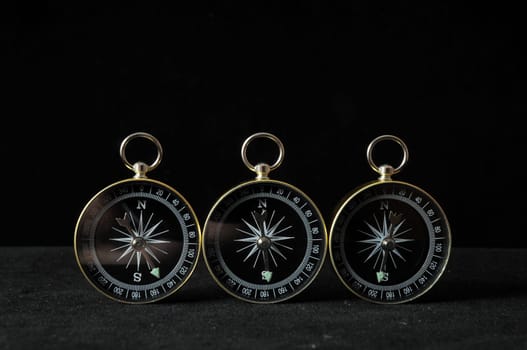 Orientation Concept Compass Indicating Differents Directions on a Black Background
