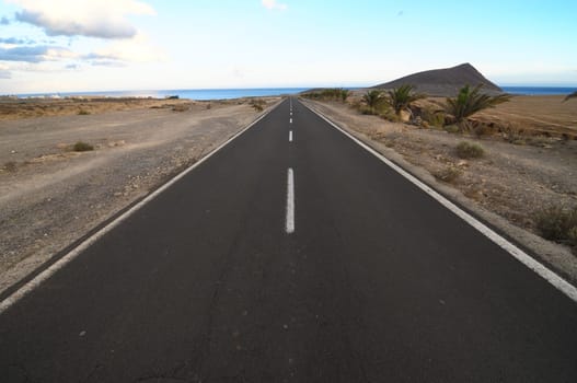 Lonely Road in the Desert Tenerife Canary Islands
